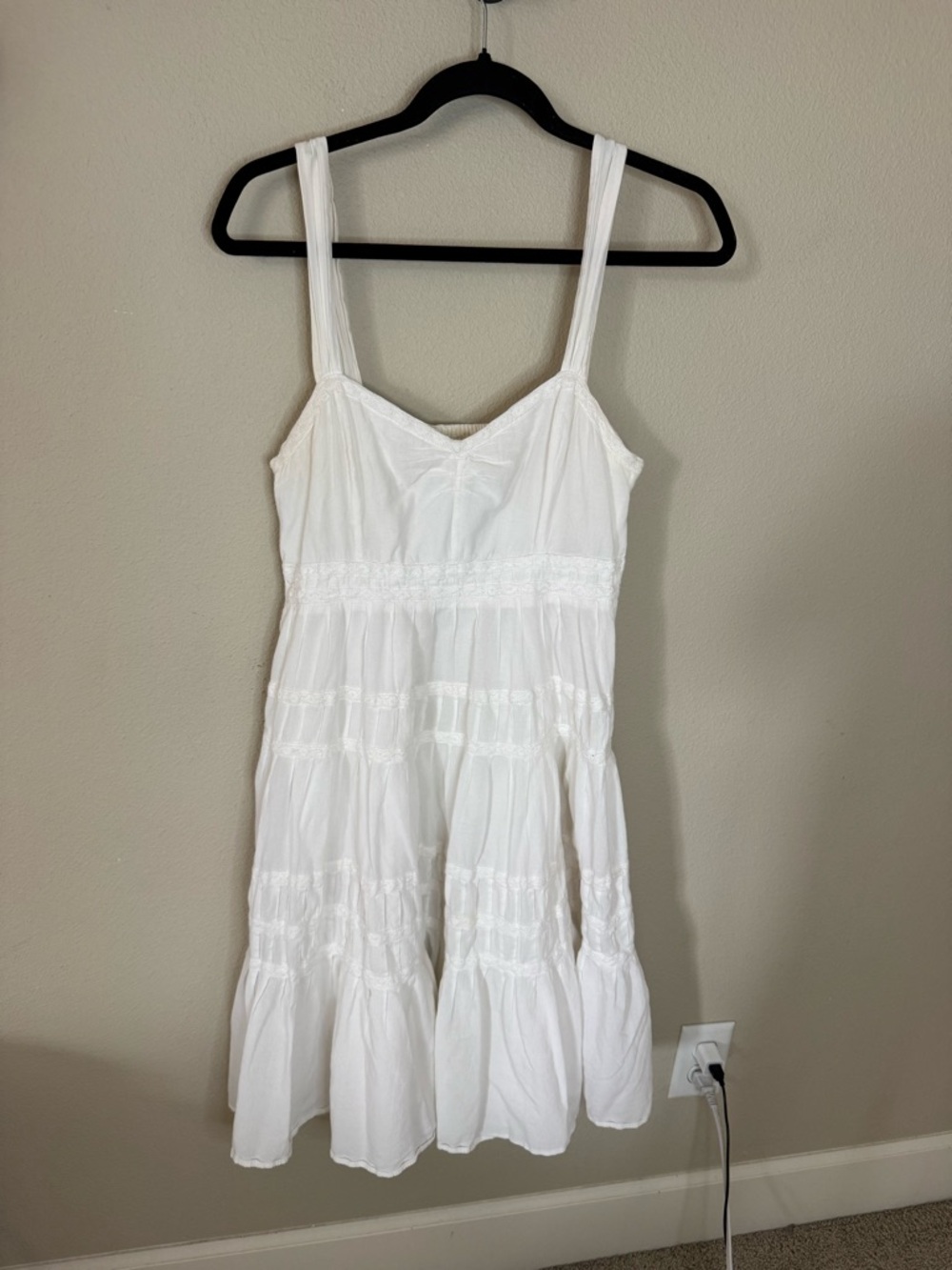 Maeve Anthropologie White Cotton Babydoll Dress Pockets Boho